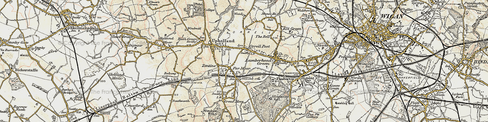 Old map of Orrell Post in 1903