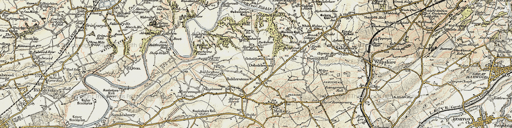 Old map of Osbaldeston Green in 1903