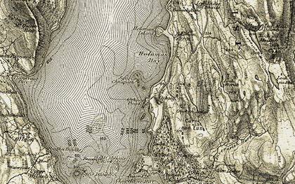 Old map of Oskaig in 1908-1909