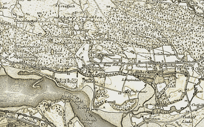 Old map of Ospisdale in 1911-1912