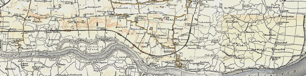 Old map of Ostend in 1898