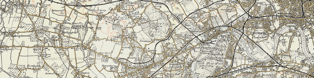 Old map of Osterley in 1897-1909