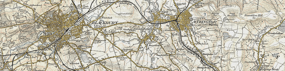 Old map of Oswaldtwistle in 1903