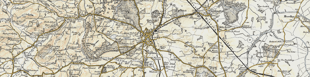 Old map of Oswestry in 1902