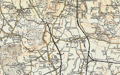 Old map of Otford in 1897-1898