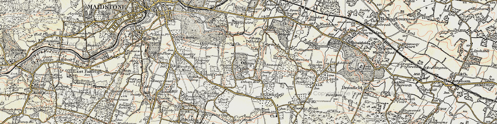 Old map of Otham in 1897-1898