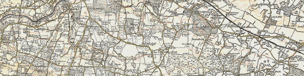 Old map of Otham Hole in 1897-1898