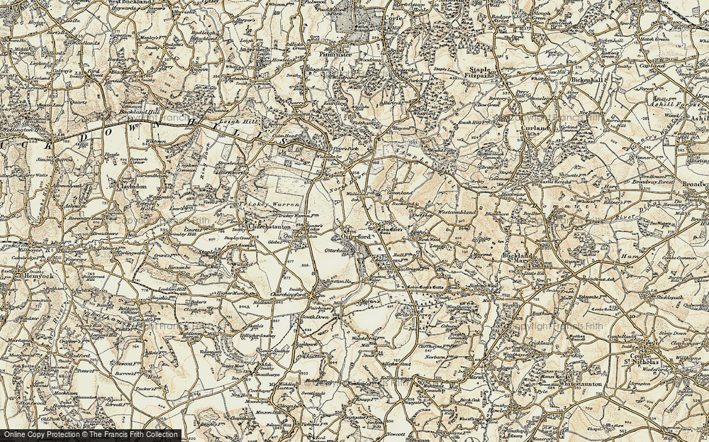 Old Map of Historic Map covering Brown Down in 1898-1900