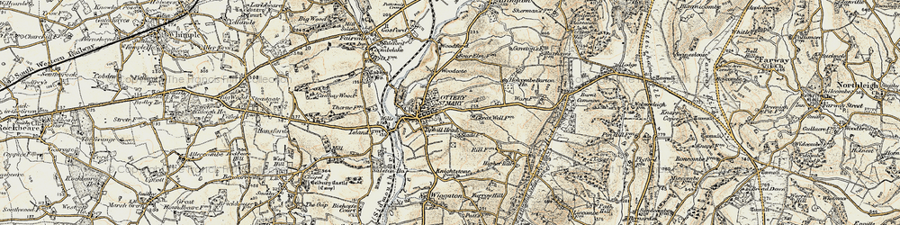 Old map of Ottery St Mary in 1898-1900