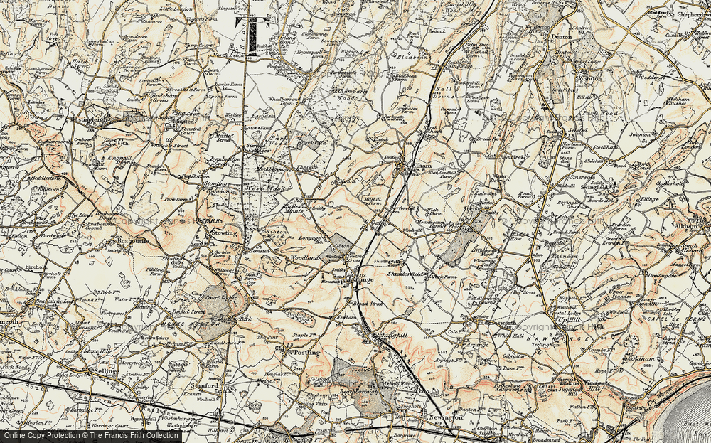 Old Map of Ottinge, 1898-1899 in 1898-1899