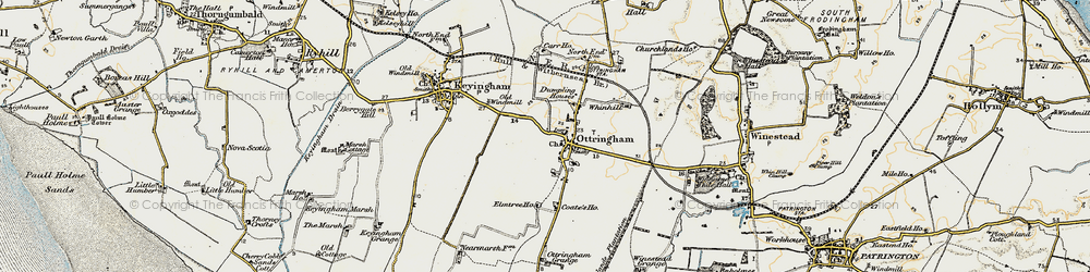 Old map of Ottringham in 1903-1908