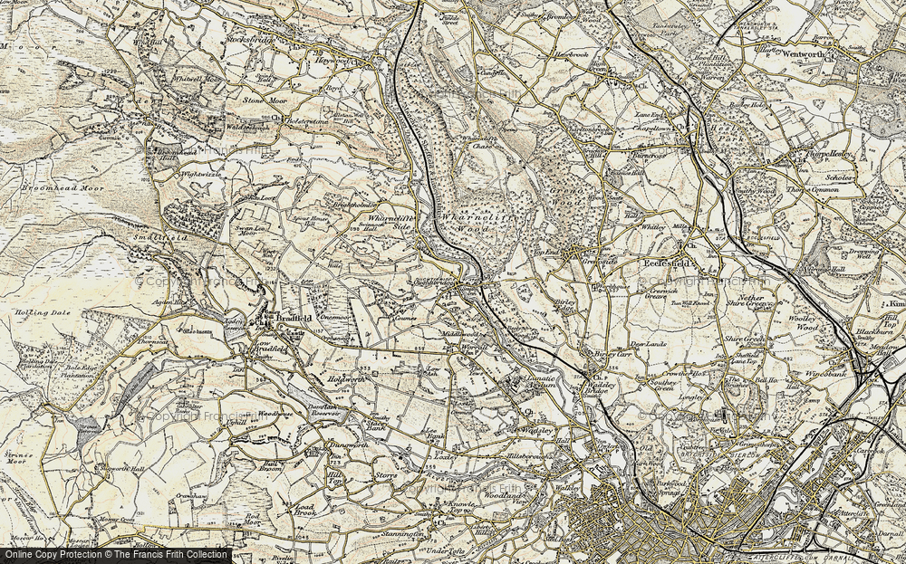 Old Map of Historic Map covering Wharncliffe Wood in 1903