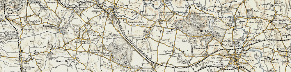 Old map of Oulton in 1901-1902