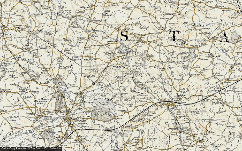 Old Map of Historic Map covering Blakemore Ho in 1902