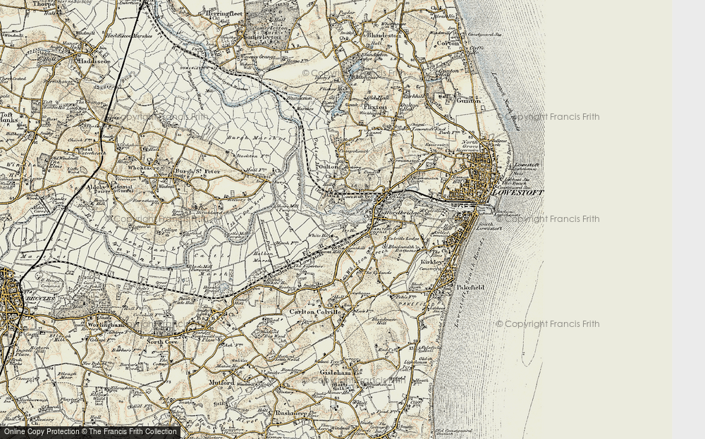 Old Map of Historic Map covering Burnt Hill in 1901-1902