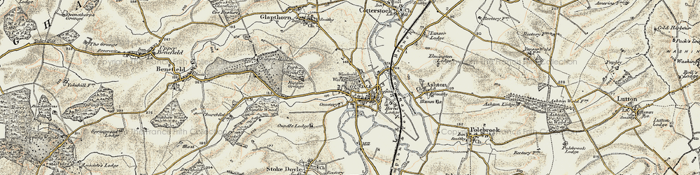 Old map of Oundle in 1901-1902
