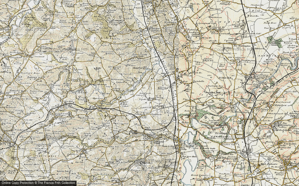 Old Map of Historic Map covering Low Urpeth in 1901-1904