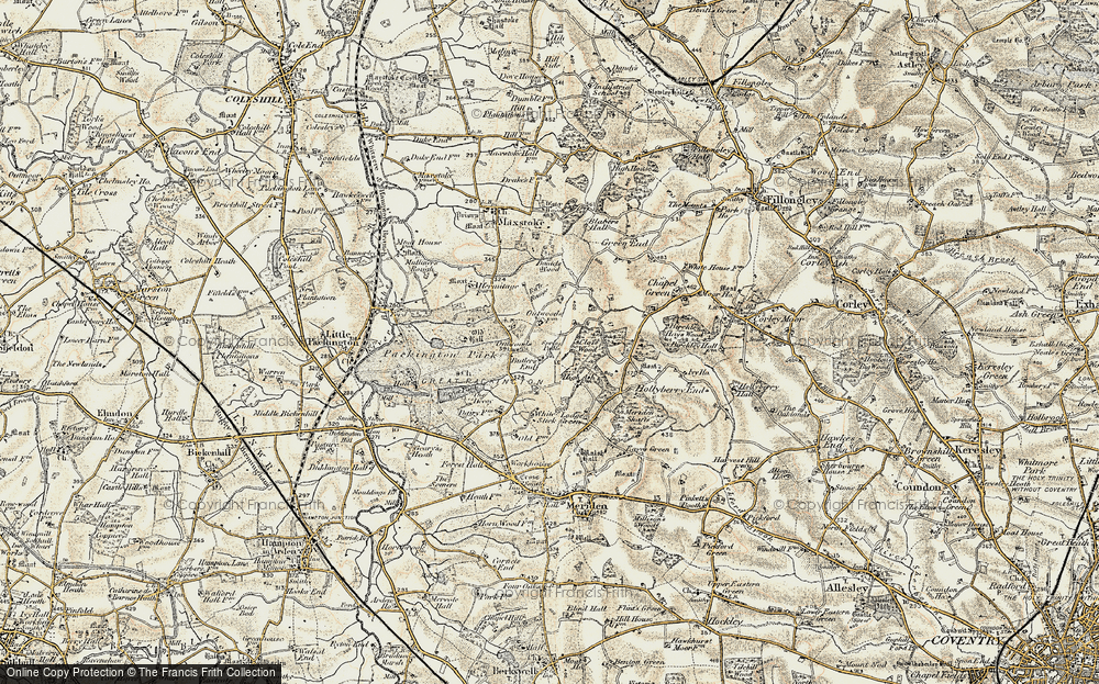 Old Map of Historic Map covering Butler's End in 1901-1902