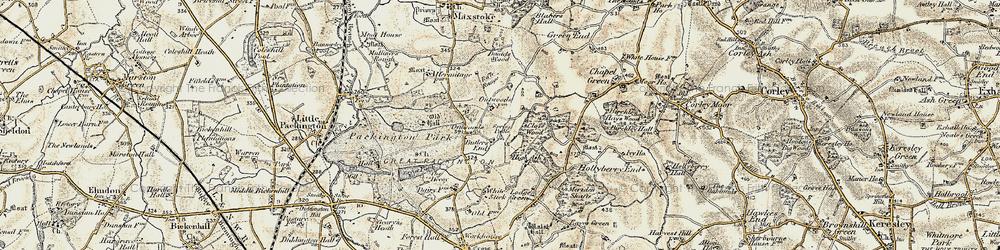 Old map of Outwoods in 1901-1902