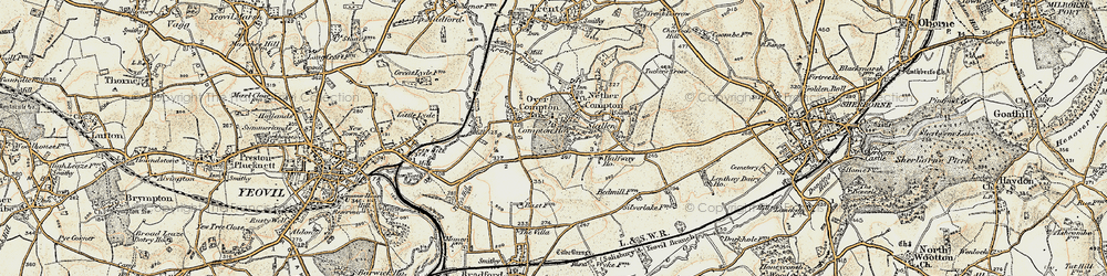 Old map of Over Compton in 1899