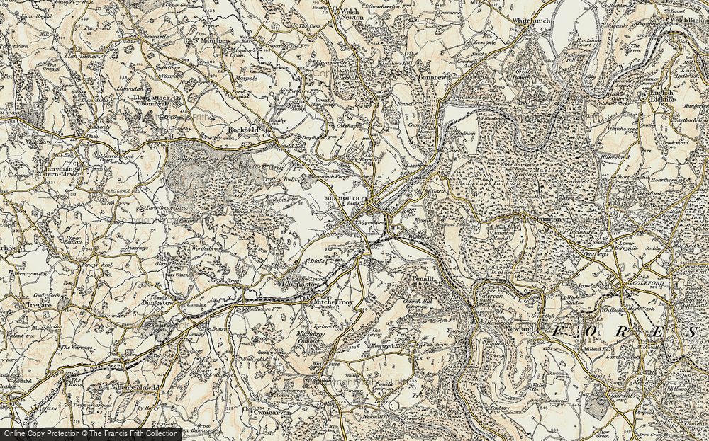 Old Map of Historic Map covering Blestivm (Monmouth) in 1899-1900