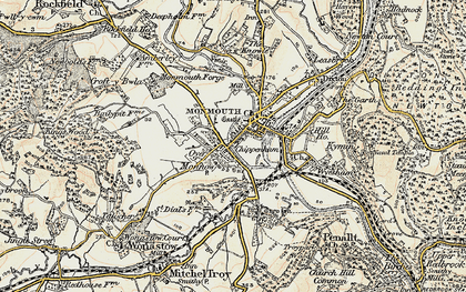 Old map of Blestivm (Monmouth) in 1899-1900