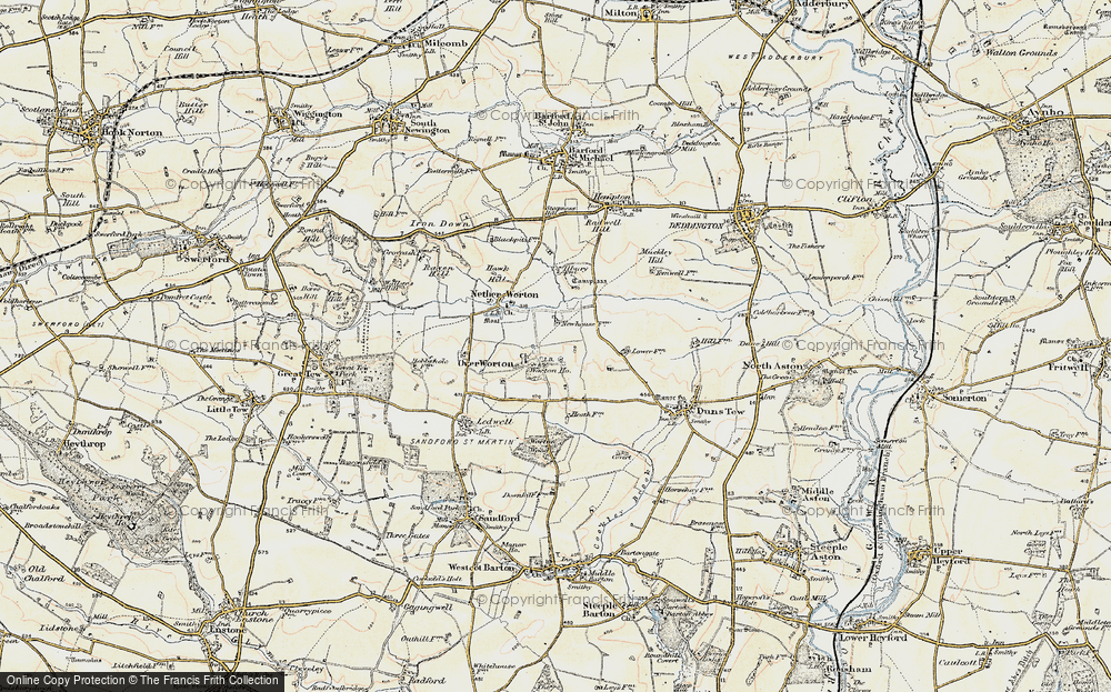Old Map of Historic Map covering Worton Ho in 1898-1899