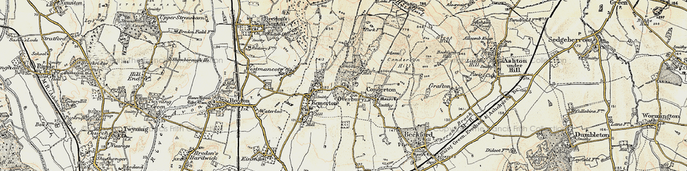 Old map of Overbury in 1899-1901