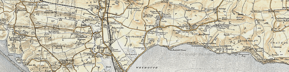Old map of Overcombe in 1899