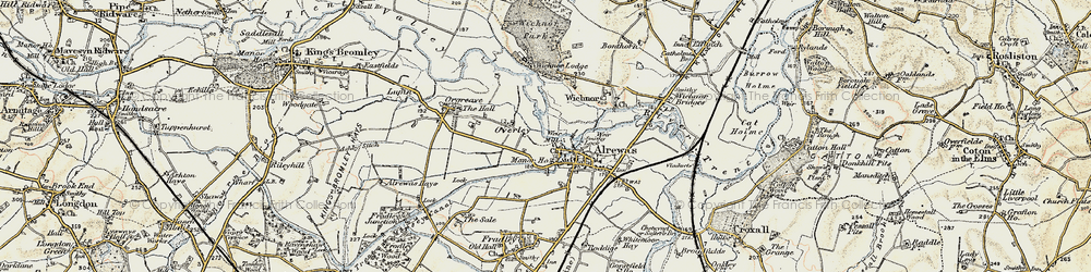 Old map of Overley in 1902
