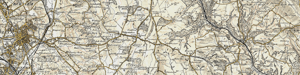 Old map of Overmoor in 1902