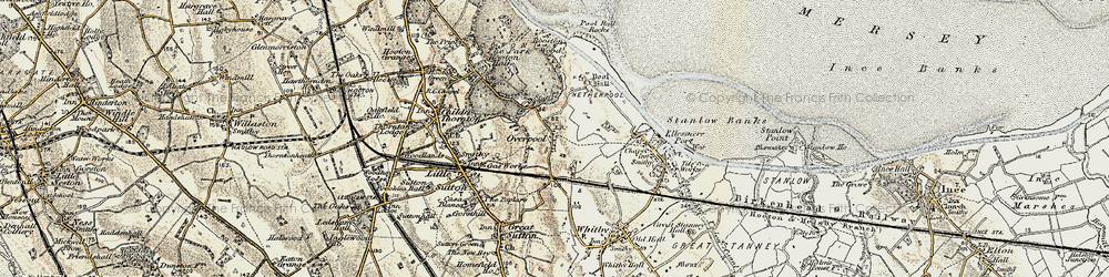 Old map of Overpool in 1902-1903
