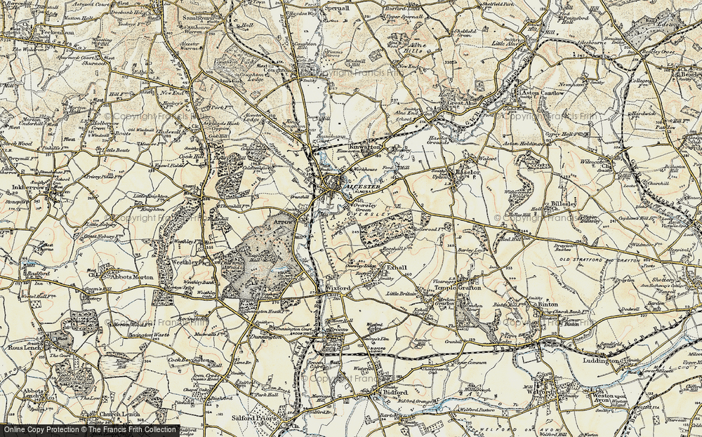 Old Map of Oversley Green, 1899-1902 in 1899-1902