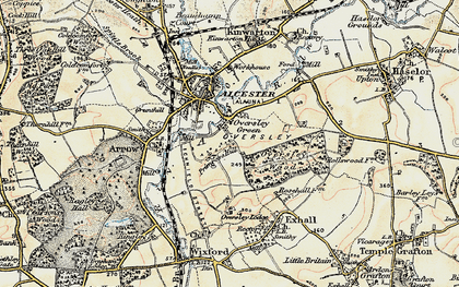 Old map of Oversley Green in 1899-1902