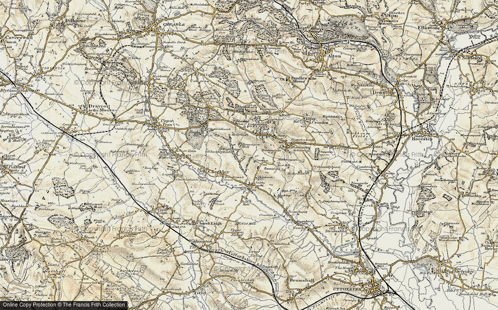 Old Map of Historic Map covering Broadgate Hill in 1902