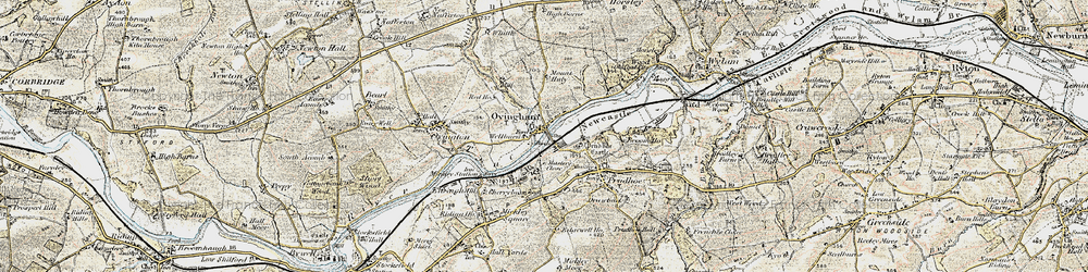 Old map of Ovingham in 1901-1904