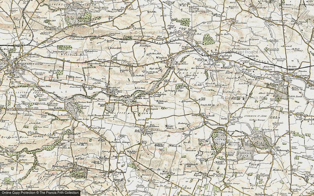 Old Map of Historic Map covering Wycliffe Wood in 1903-1904
