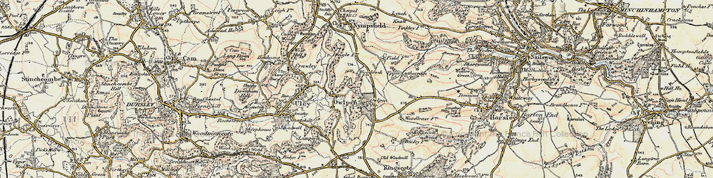 Old map of Owlpen in 1898-1900