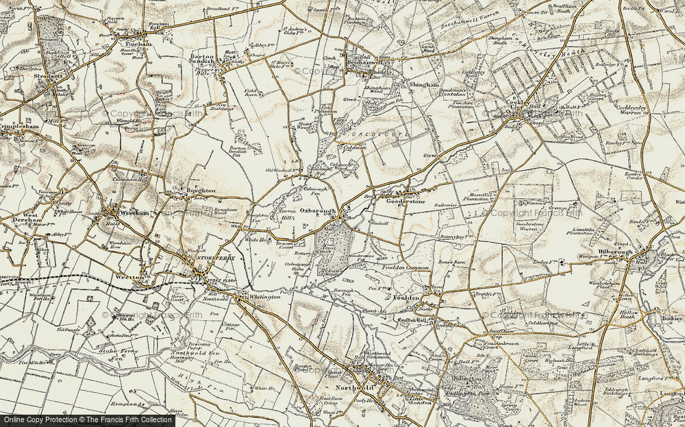 Old Map of Oxborough, 1901-1902 in 1901-1902