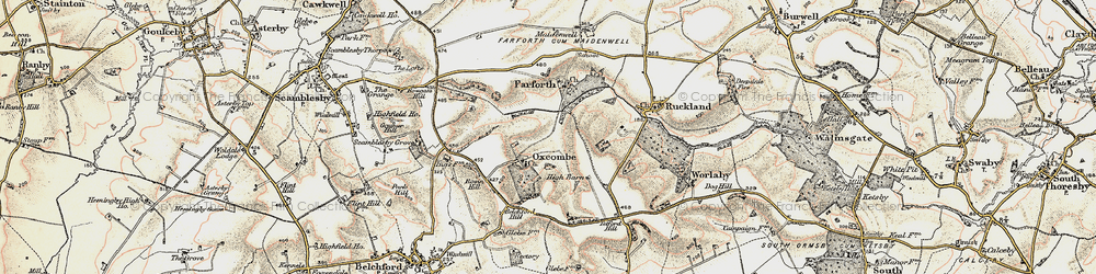 Old map of Oxcombe in 1902-1903