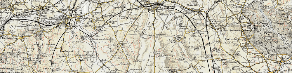 Old map of Oxcroft in 1902-1903