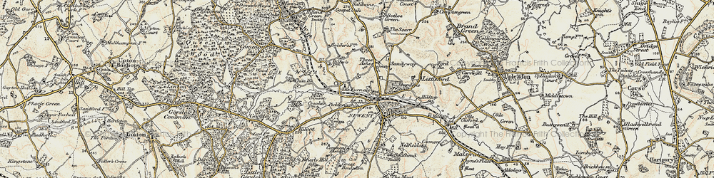 Old map of Oxenhall in 1899-1900