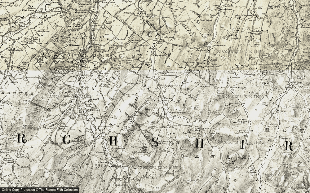 Old Map of Oxnam, 1901-1904 in 1901-1904