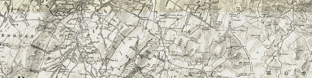 Old map of Oxnam in 1901-1904