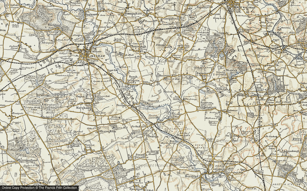 Old Map of Oxnead, 1901-1902 in 1901-1902