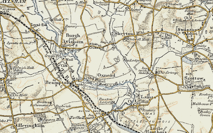 Old map of Oxnead in 1901-1902