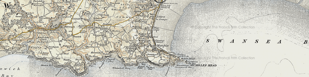 Old map of Oystermouth in 1900-1901