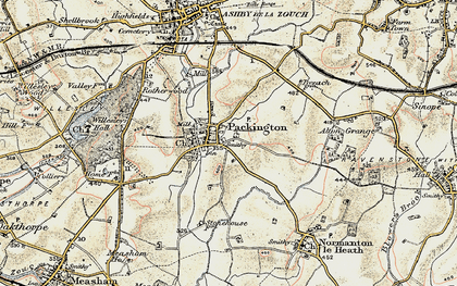 Old map of Packington in 1902-1903