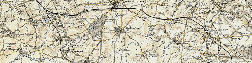 Old map of Packington in 1902-1903