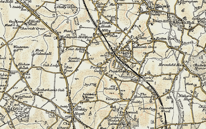 Old map of Packwood Gullet in 1901-1902